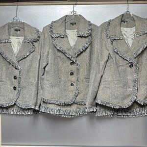 600 West 2 pc suit shimmer tweed with fringe blazer and skirt 3 sizes classic